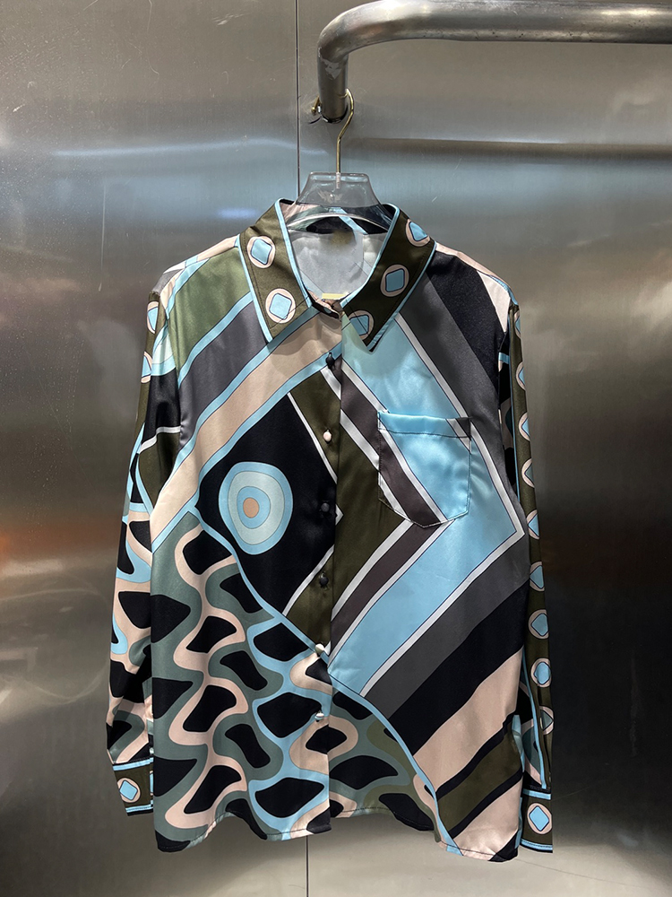 Retro geometric positioning pr - Silk Blouse Button 评论和价格