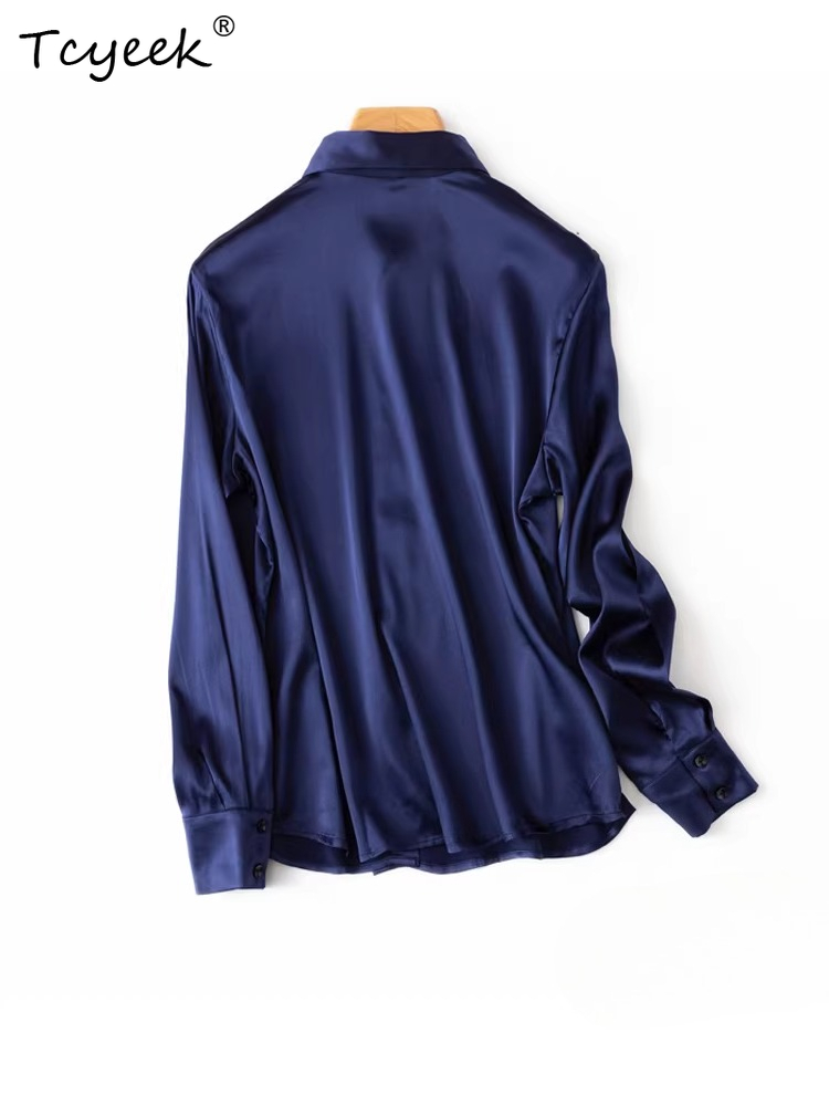 Tcyeek 93% Mulberry Silk Women - Silk Blouse Button 评论和价格