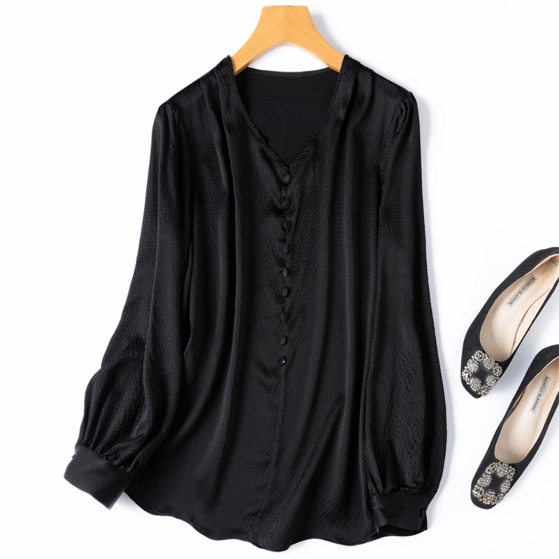 Women Silk Blouse 93% Mulberry - Silk Blouse Button 评论和价格