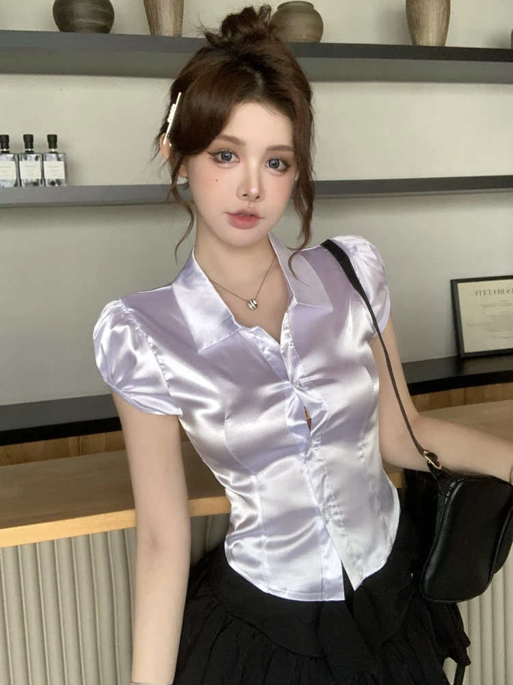 Summer Sexy Silk Shirts Women  - Silk Blouse Button 评论和价格