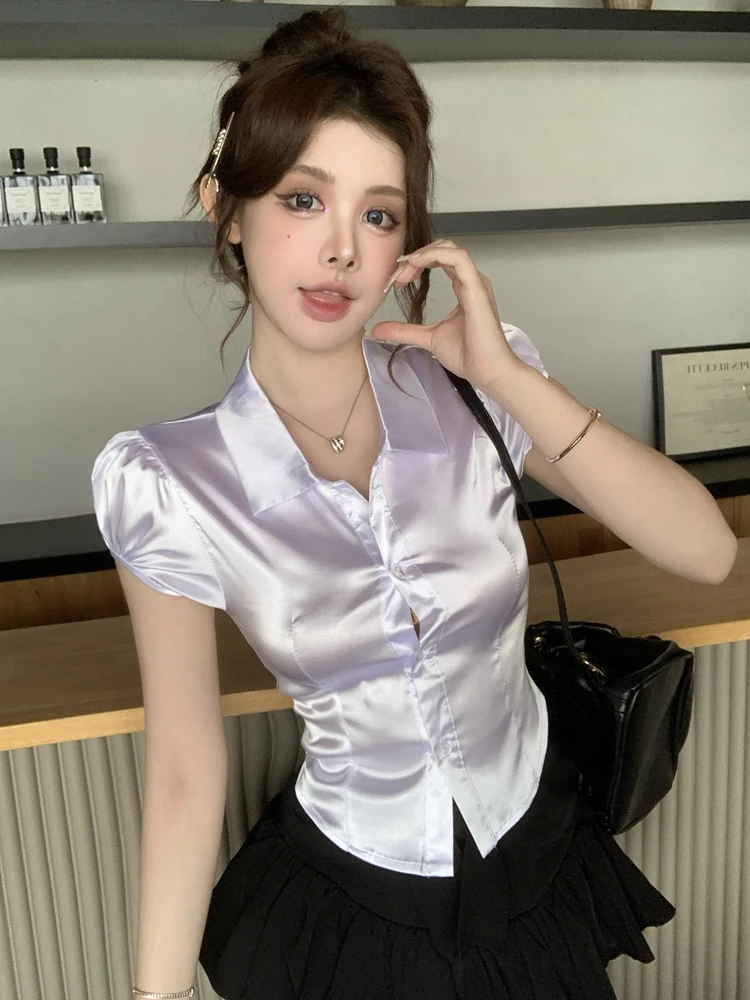 Summer Sexy Silk Shirts Women  - Silk Blouse Button 评论和价格